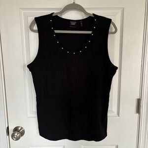 Rafaella Embellished Neck Black Tank Black XL